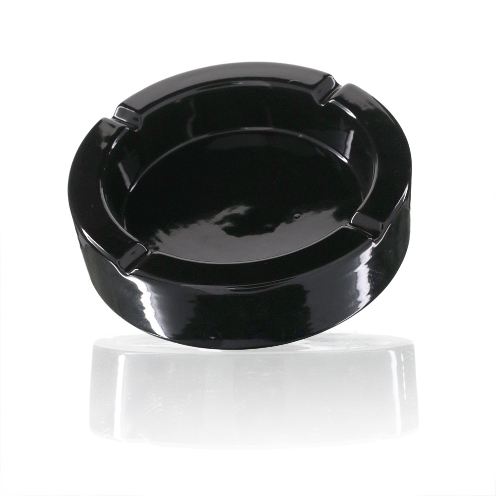 Ceramic 15cm Ash Tray - Black front