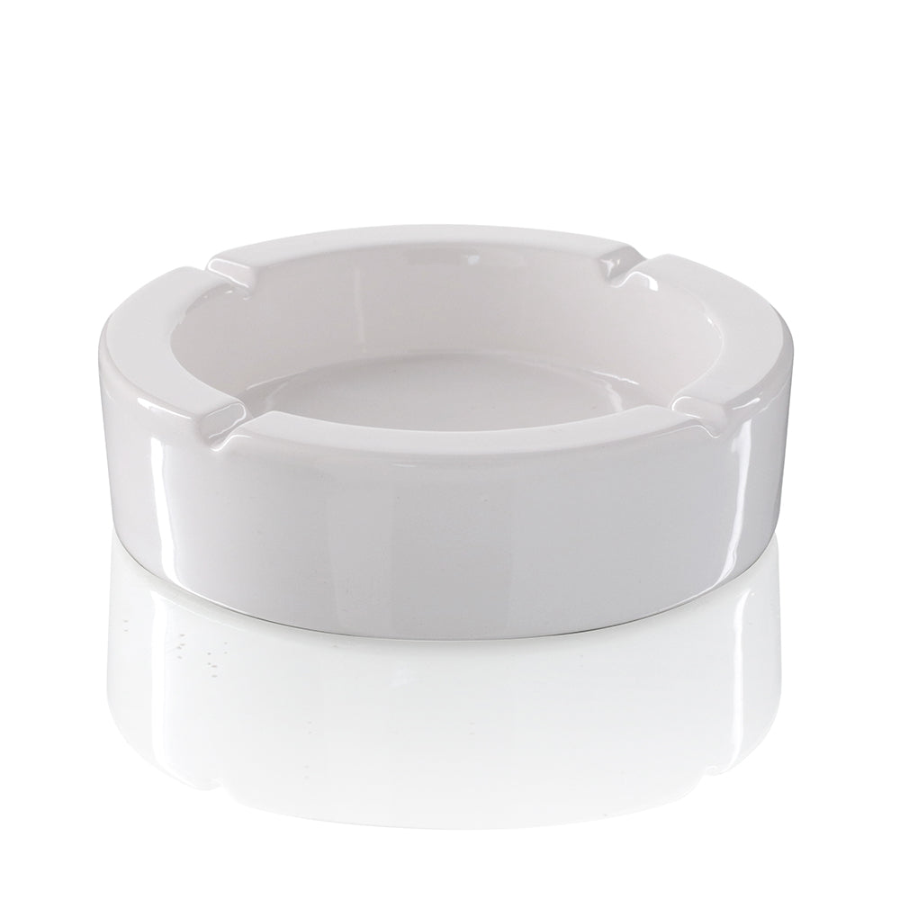 Ceramic 15cm Ash Tray - White Flat