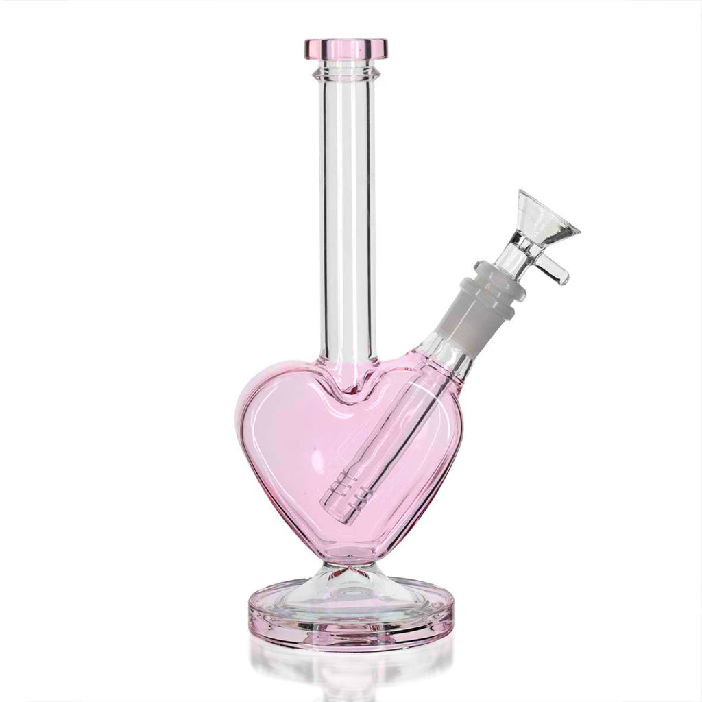 Love heart 23cm Glass Bong - Pink