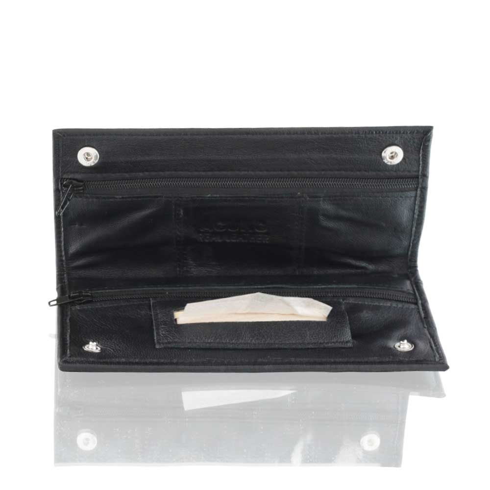 Agung - Black Leather Tobacco Pouch front