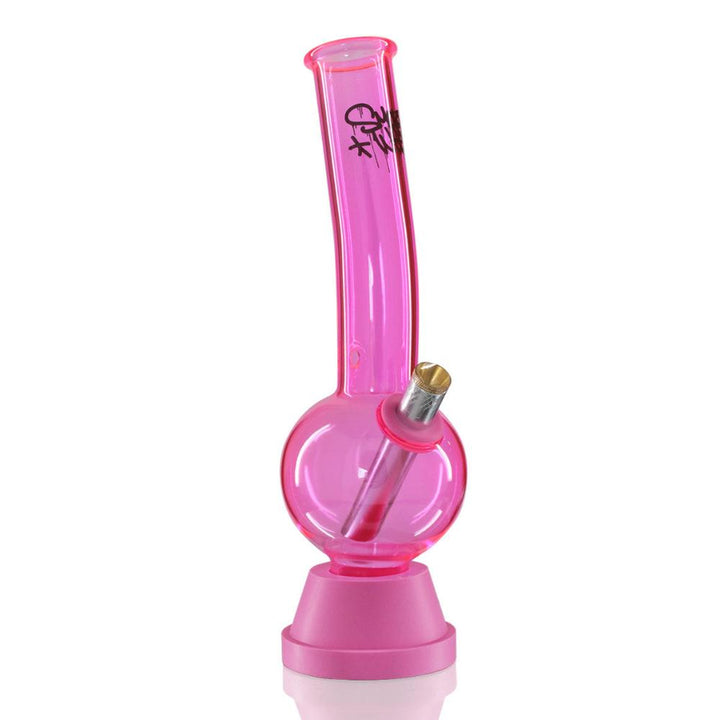 Tall Bubble 29cm Glass Bong - Pink Smoke Weed Graffiti front