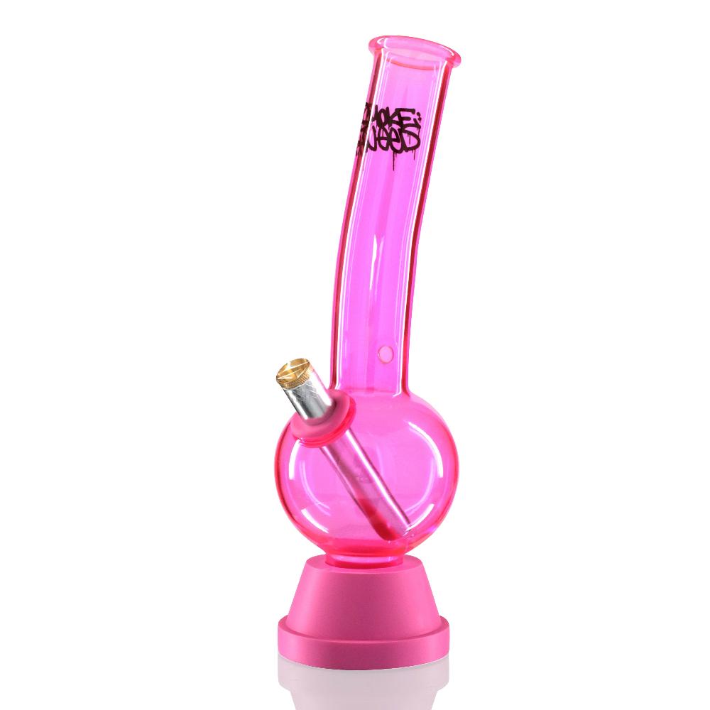 Tall Bubble 29cm Glass Bong - Pink Smoke Weed Graffiti left