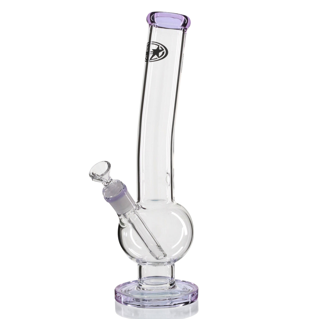 Shotties 33cm Glass Bent Bubble Bong - Clear/Purple left