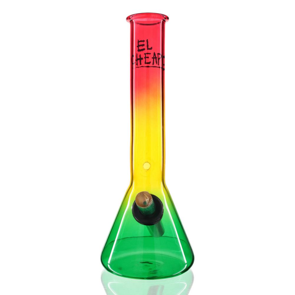 Bent Neck Beaker 27cm Glass Bong - El Cheapo Rasta front