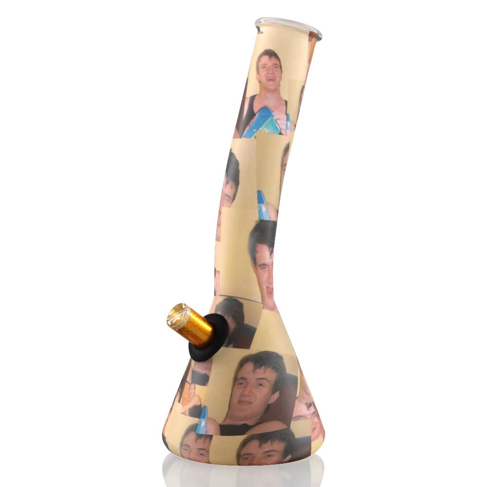 Bent Neck Beaker 27cm Glass Bong - Stoned AF meme left side