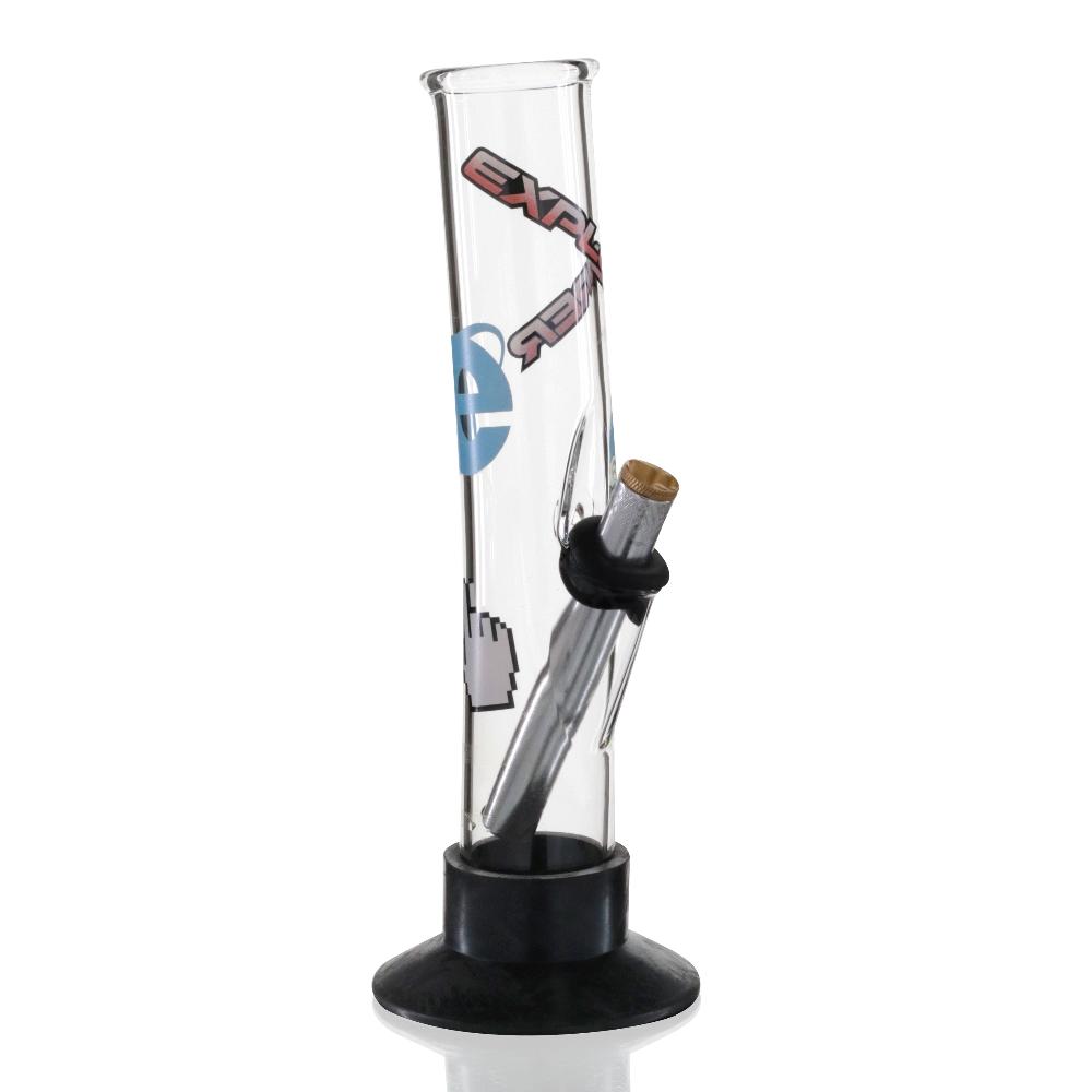 Bent Tube 24cm Glass Bong - Explorer Logos front