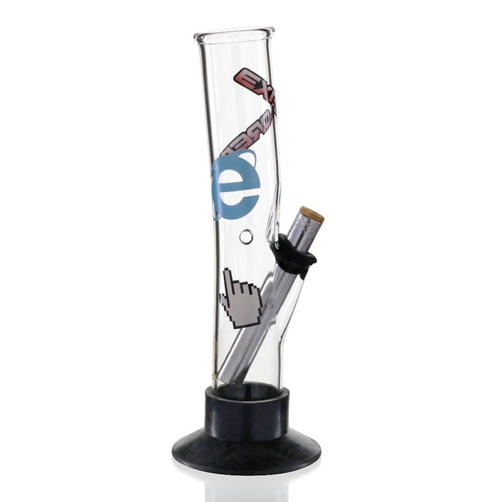 Bent Tube 24cm Glass Bong - Explorer Logos right side 