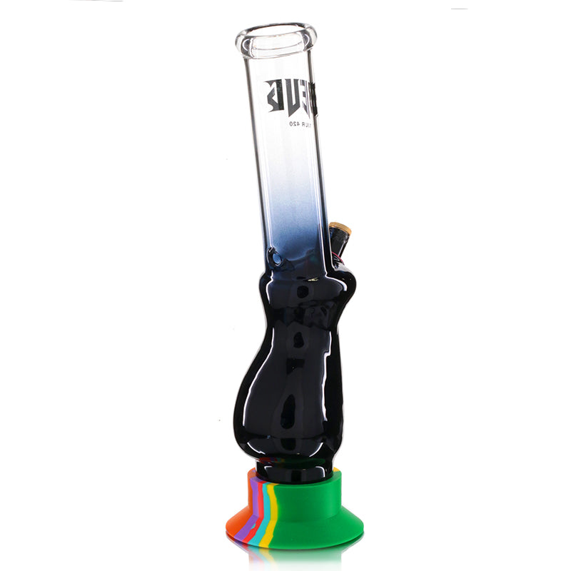 Large Gripper 33cm Glass Bong - Black Fade Beug Logo back