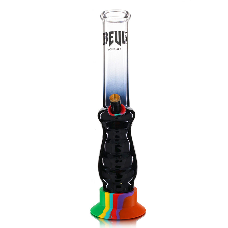 Large Gripper 33cm Glass Bong - Black Fade Beug Logo front