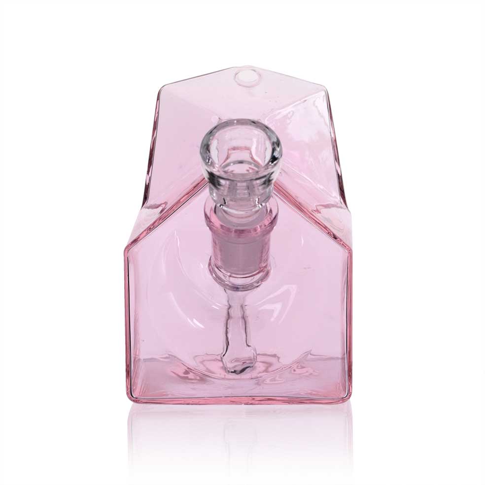 Cute Milk Carton Glass Bong - Pink front