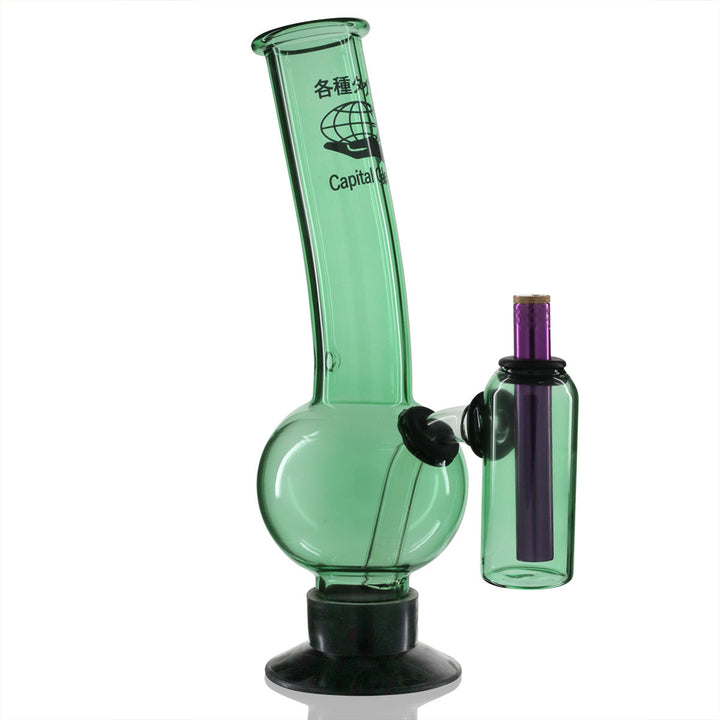 Double Chamber 30cm Glass Bong - Capitol Glass Green left side