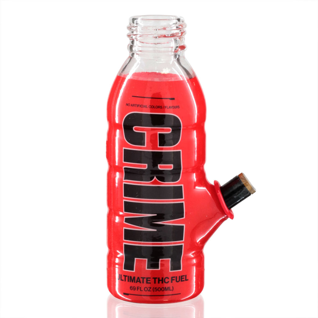 Mini Bottle 17.5cm Glass Bong - Crime Red