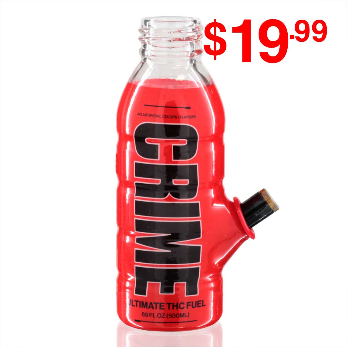 Mini Bottle 17.5cm Glass Bong - Crime Red | Bong Warehouse