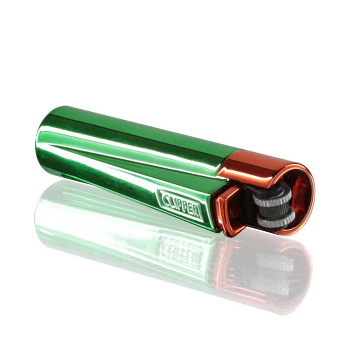 Clipper - Large Metal Refillable Lighter - Green/Safari