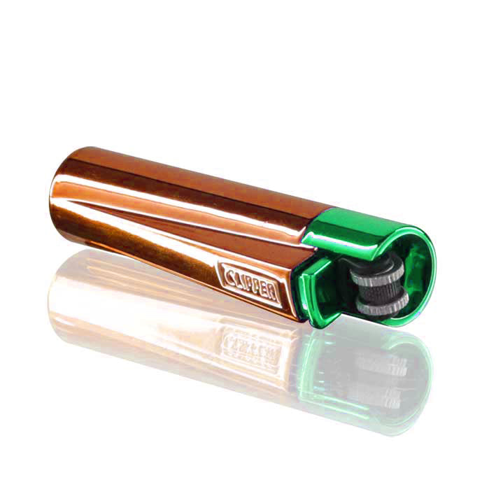 Clipper - Large Metal Refillable Lighter - Orange/Safari