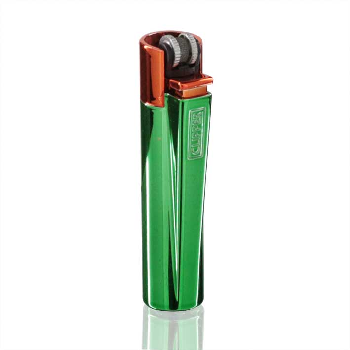 Clipper - Large Metal Refillable Lighter - Green/Safari