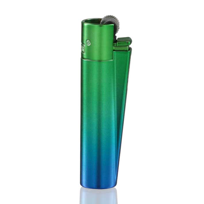 Clipper - Large Metal Refillable Lighter - Green/Peacock