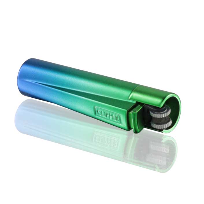 Clipper - Large Metal Refillable Lighter - Green/Peacock