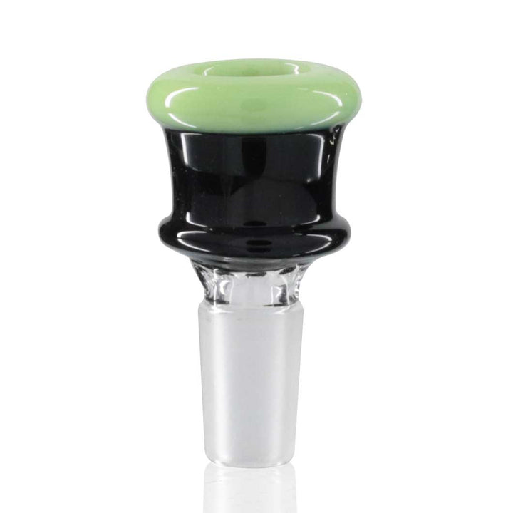 Lucky Goat - Glass Cone Piece (Bowl) 14mm Male - Black/Green Rim