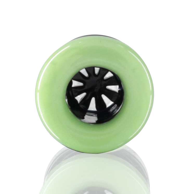 Lucky Goat - Glass Cone Piece (Bowl) 14mm Male - Black/Green Rim