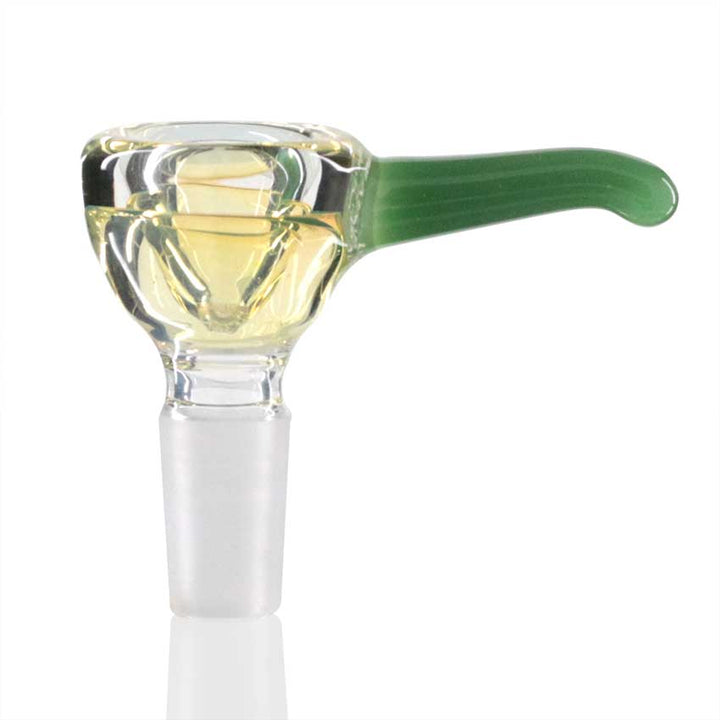 Lucky Goat - Glass Cone Piece (Bowl) 14mm Male - Clear/Green Horn