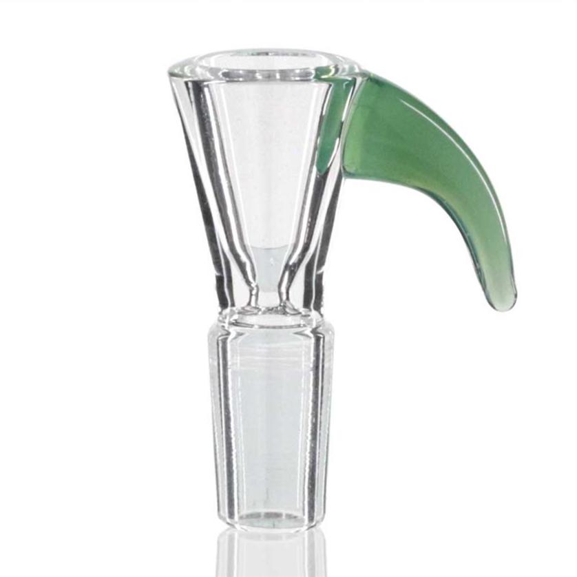 Lucky Goat - Glass Cone Piece (Bowl) 14mm Male - Clear/Green Horn