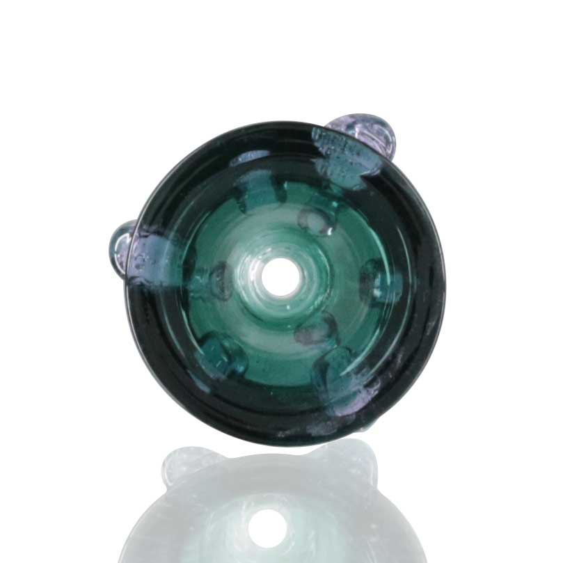 Lucky Goat - Glass Cone Piece (Bowl) 14mm Male - Teal/Purple Bubbler top