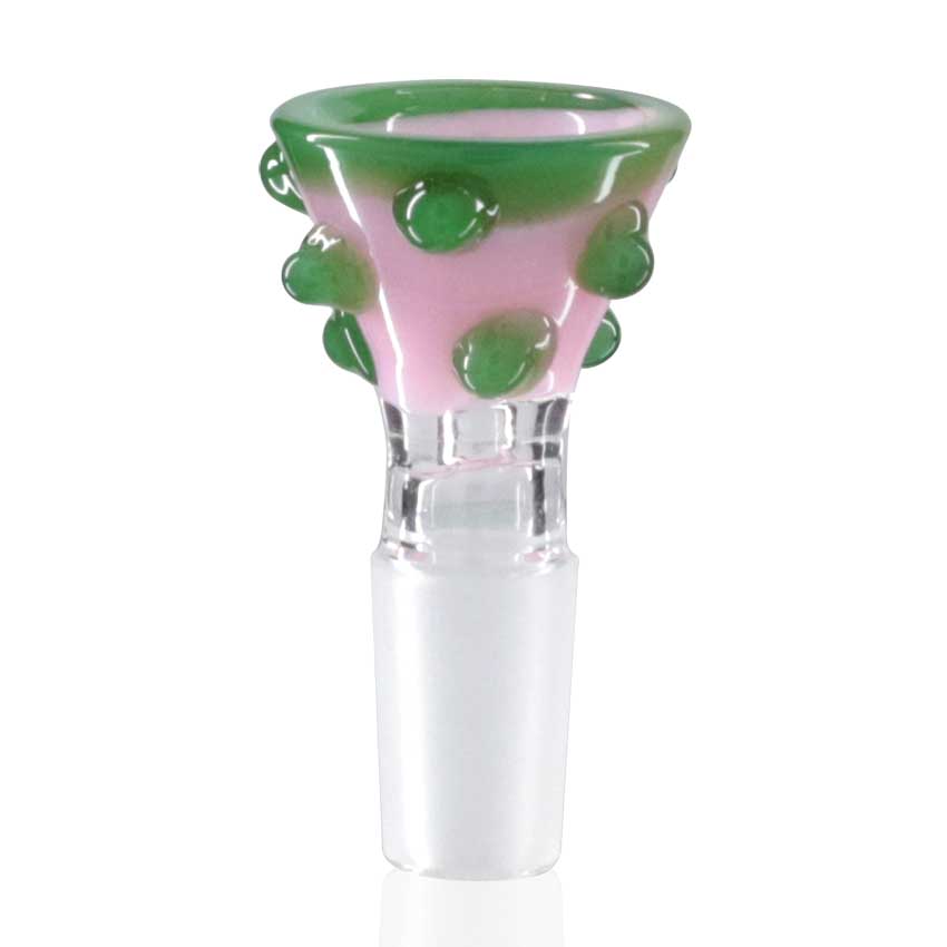 Lucky Goat - Glass Cone Piece (Bowl) 14mm Male - Pink/Green Bubbler