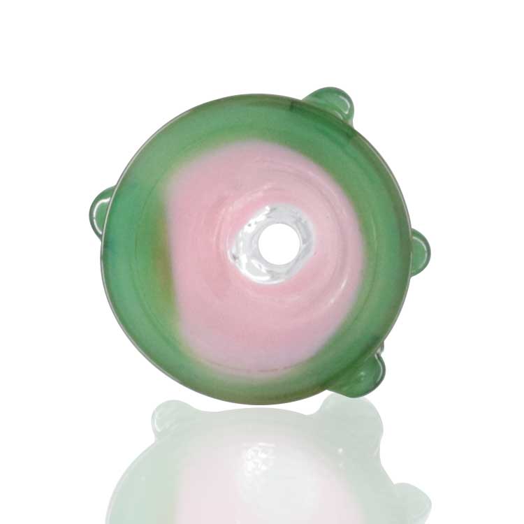 Lucky Goat - Glass Cone Piece (Bowl) 14mm Male - Pink/Green Bubbler top