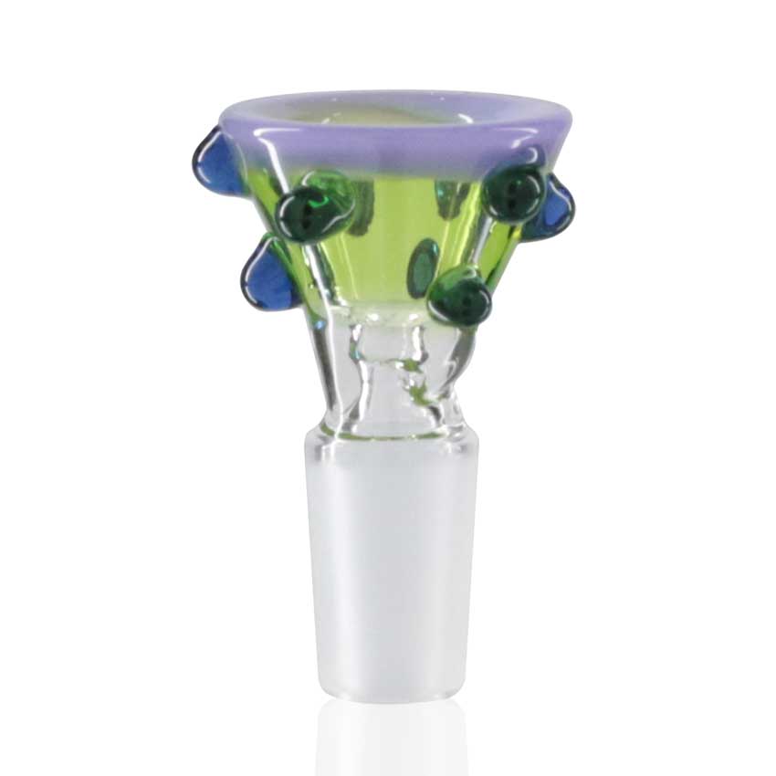 Lucky Goat - Glass Cone Piece (Bowl) 14mm Male - Green/Purple Bubbler