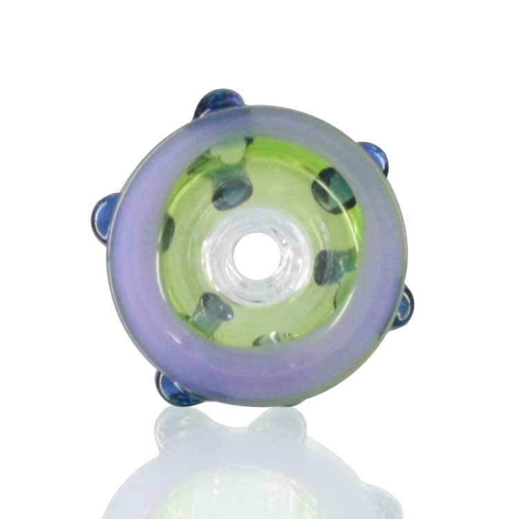 Lucky Goat - Glass Cone Piece (Bowl) 14mm Male - Green/Purple Bubbler top