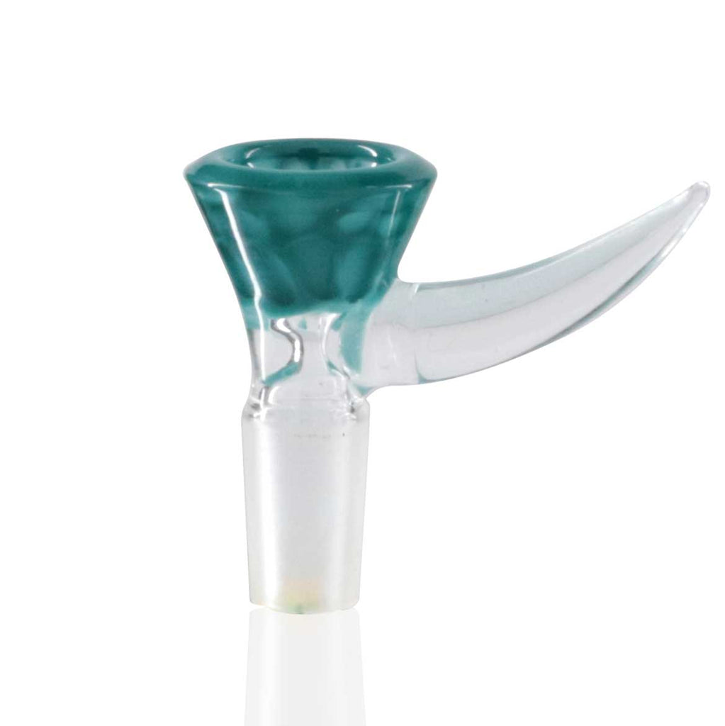 Lucky Goat - Glass Cone Piece (Bowl) 14mm Male - Clear/Teal Horn