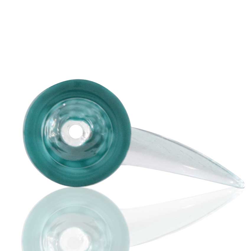 Lucky Goat - Glass Cone Piece (Bowl) 14mm Male - Clear/Teal Horn top