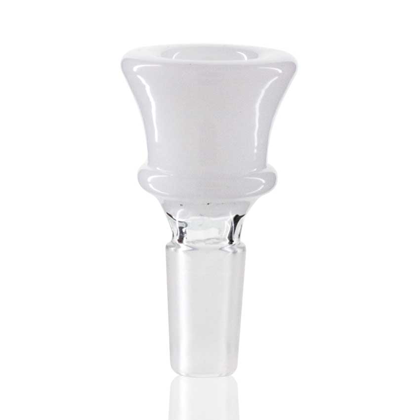 Lucky Goat - Glass Cone Piece (Bowl) 14mm Male - Clear/White