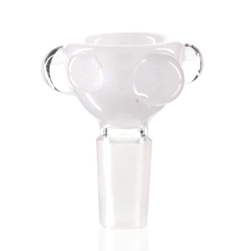 Lucky Goat - Glass Cone Piece (Bowl) 14mm Male - Clear/White Bubbler