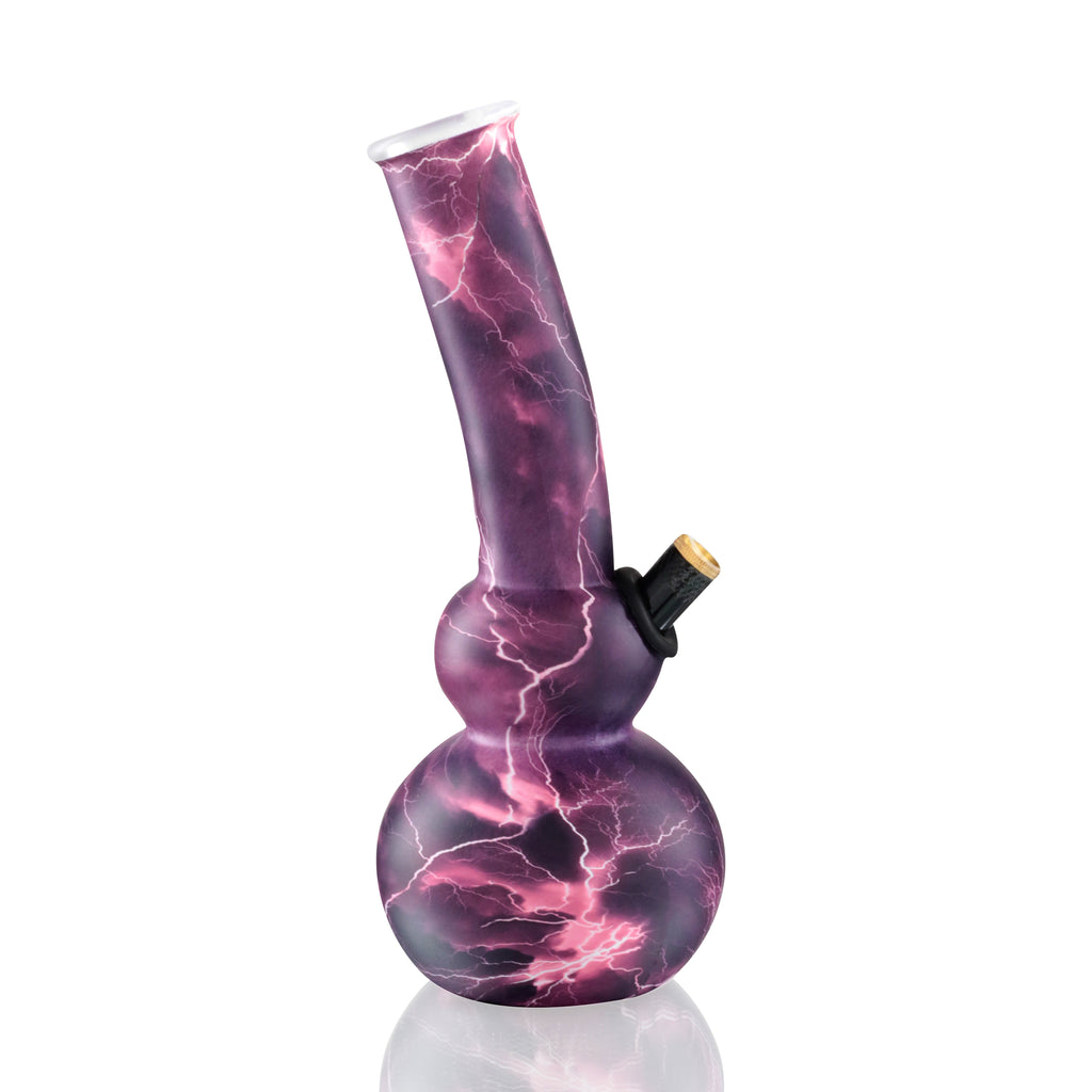 Double Bubble 26cm Glass Bong - Purple Lightning Storm Double Bubble 26cm Glass Bong - Purple Lightning Storm LEFT SIDE