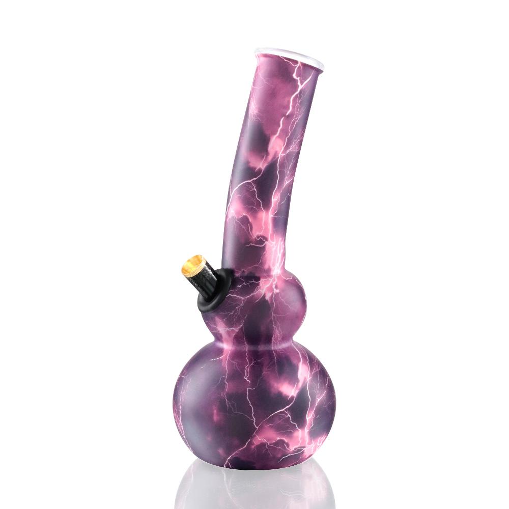 Double Bubble 26cm Glass Bong - Purple Lightning Storm RIGHT SIDE