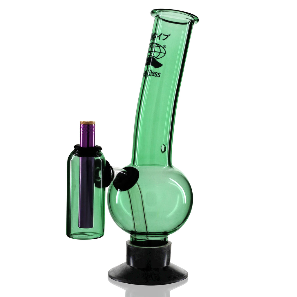 Double Chamber 30cm Glass Bong - Capitol Glass Green right side