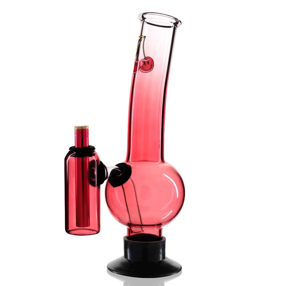 Double Chamber 30cm Glass Bong - Pink Cherry Bomb left side