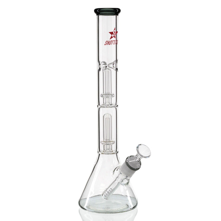 Shotties 35cm Glass Double Fountain Beaker Bong - Clear/Smoke front