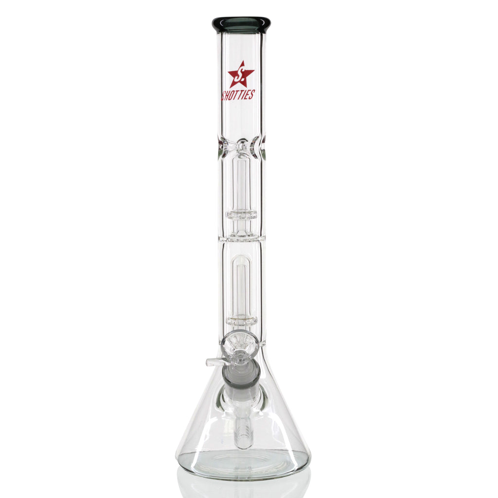 Shotties 35cm Glass Double Fountain Beaker Bong - Clear/Smoke front