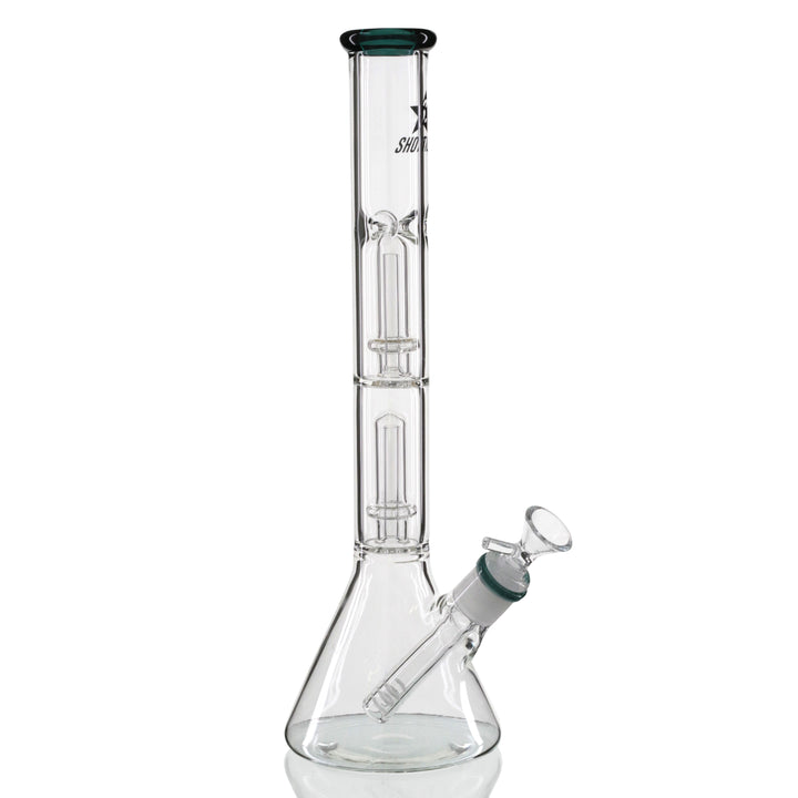 Shotties 35cm Glass Double Fountain Beaker Bong - Clear/Teal right