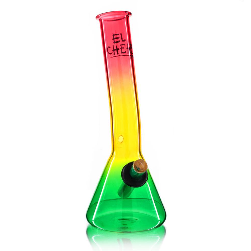 Bent Neck Beaker 27cm Glass Bong - El Cheapo Rasta side