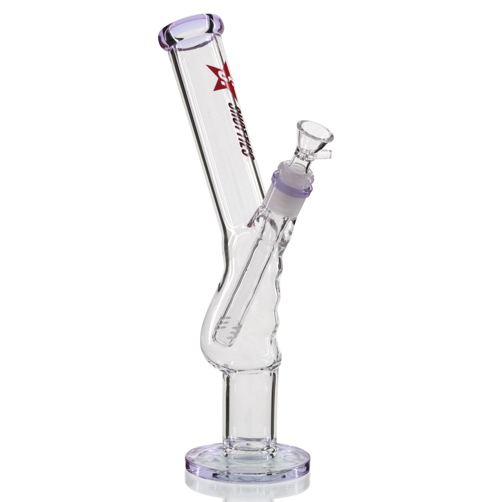 Shotties 33cm Glass Gripper Bong - Clear/Purple right