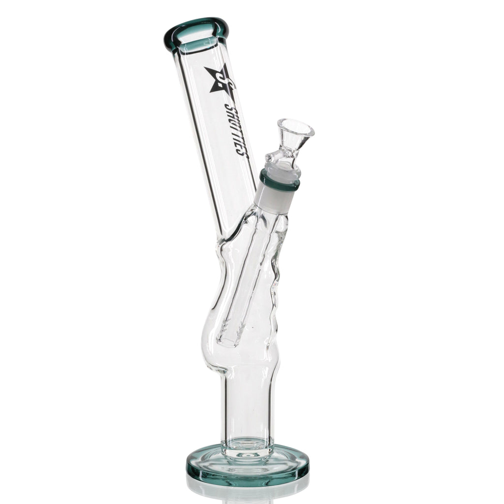 Shotties 33cm Glass Gripper Bong - Clear/Teal front