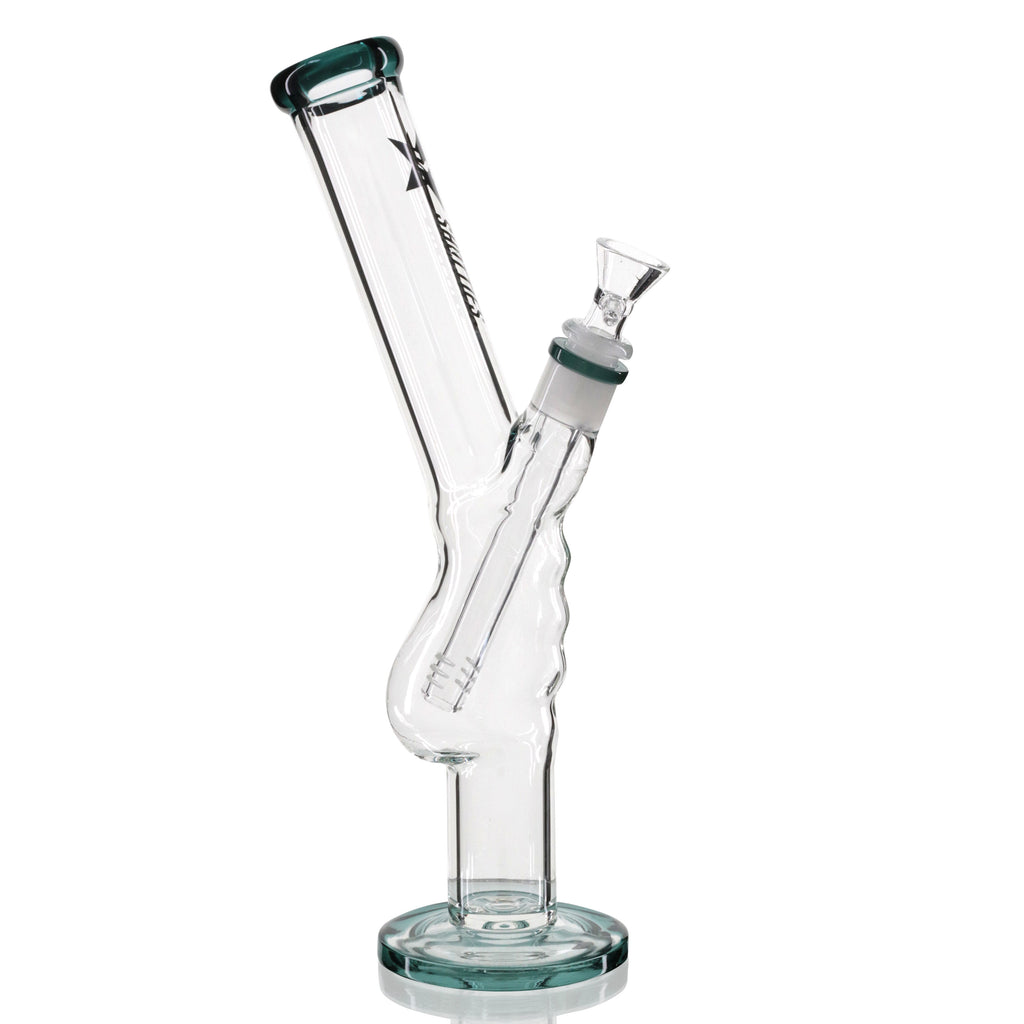 Shotties 33cm Glass Gripper Bong - Clear/Teal left