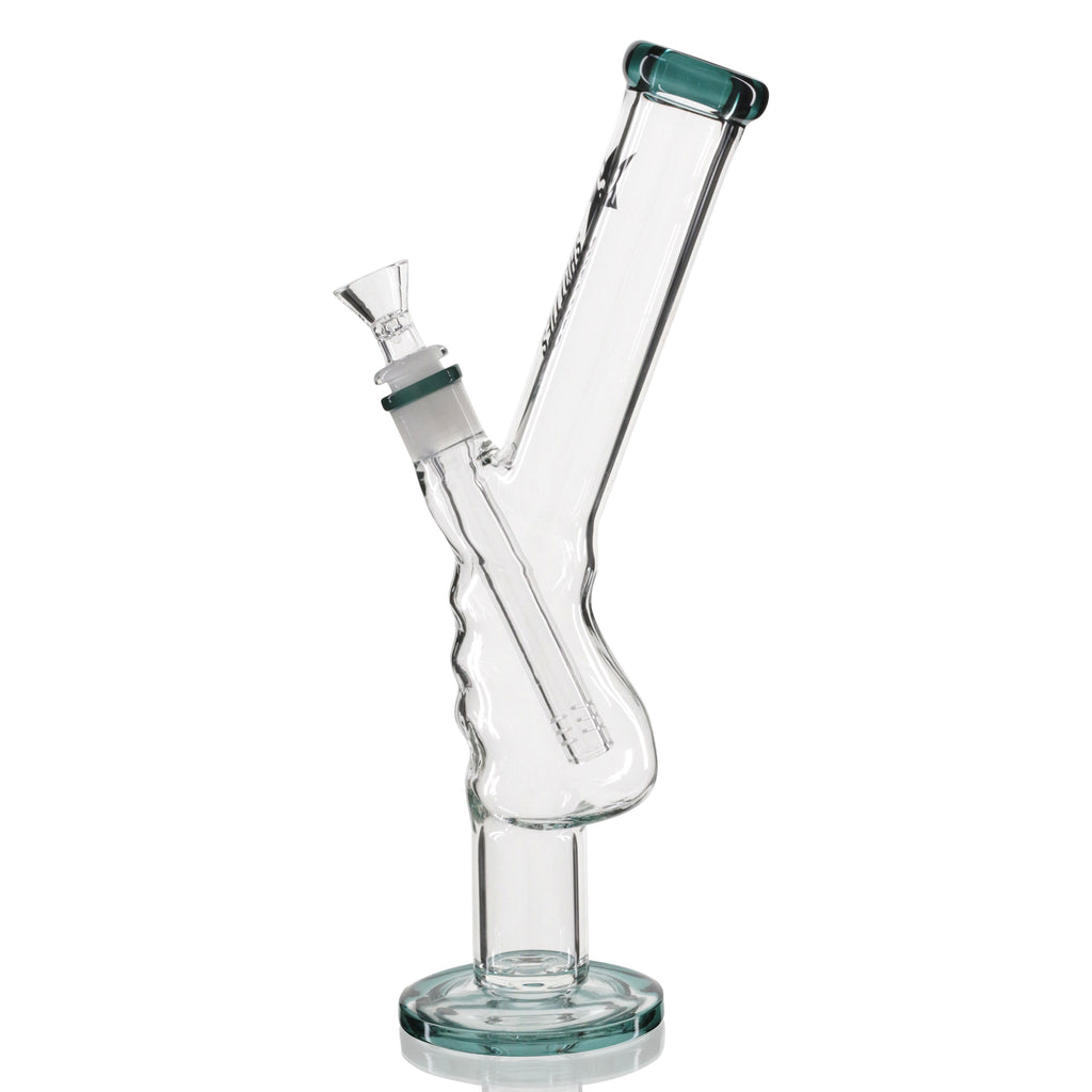 Shotties 33cm Glass Gripper Bong - Clear/Teal left