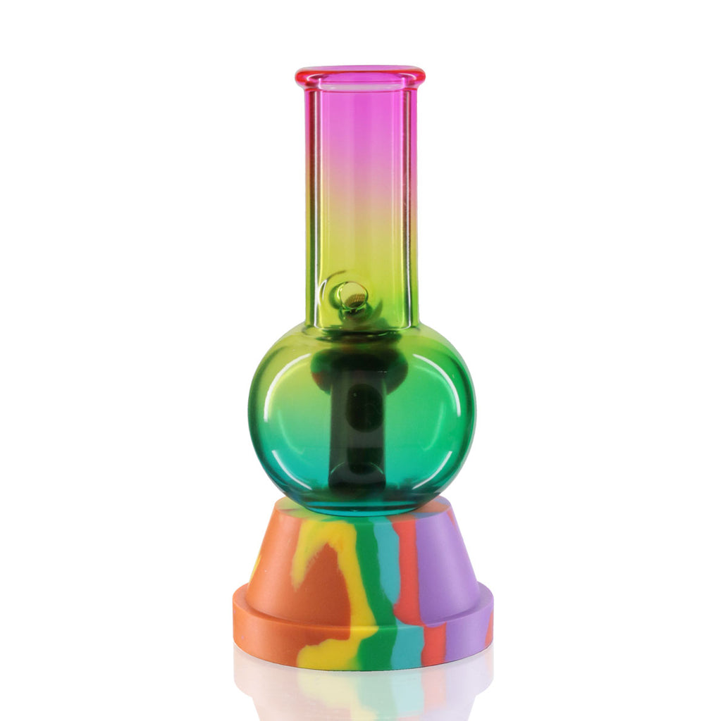 Mini Bubble 17cm Glass Bong - Rainbow Glass Fade Back