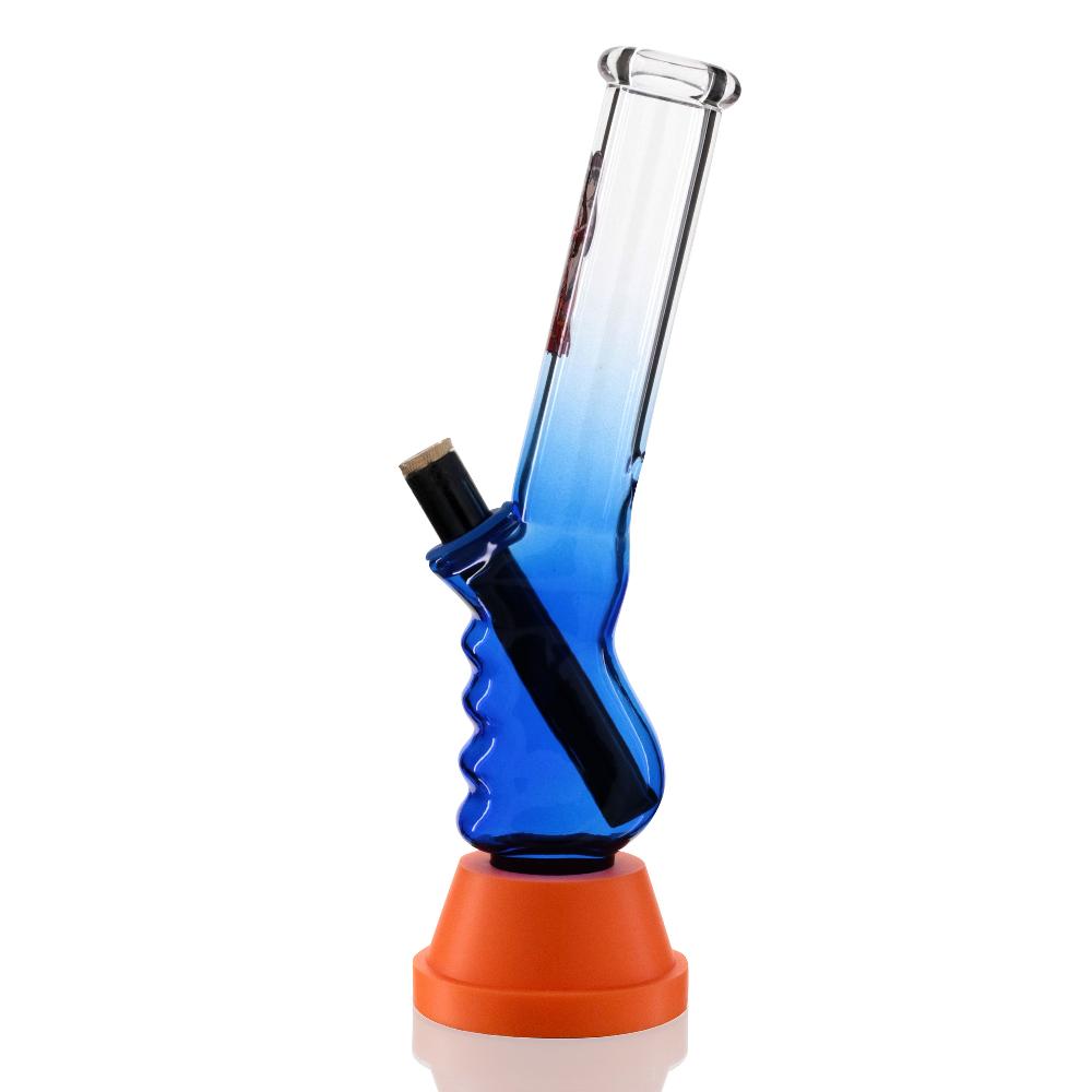 Mini Glass 20cm Gripper Bong -Blue Fade Blaze Ups left