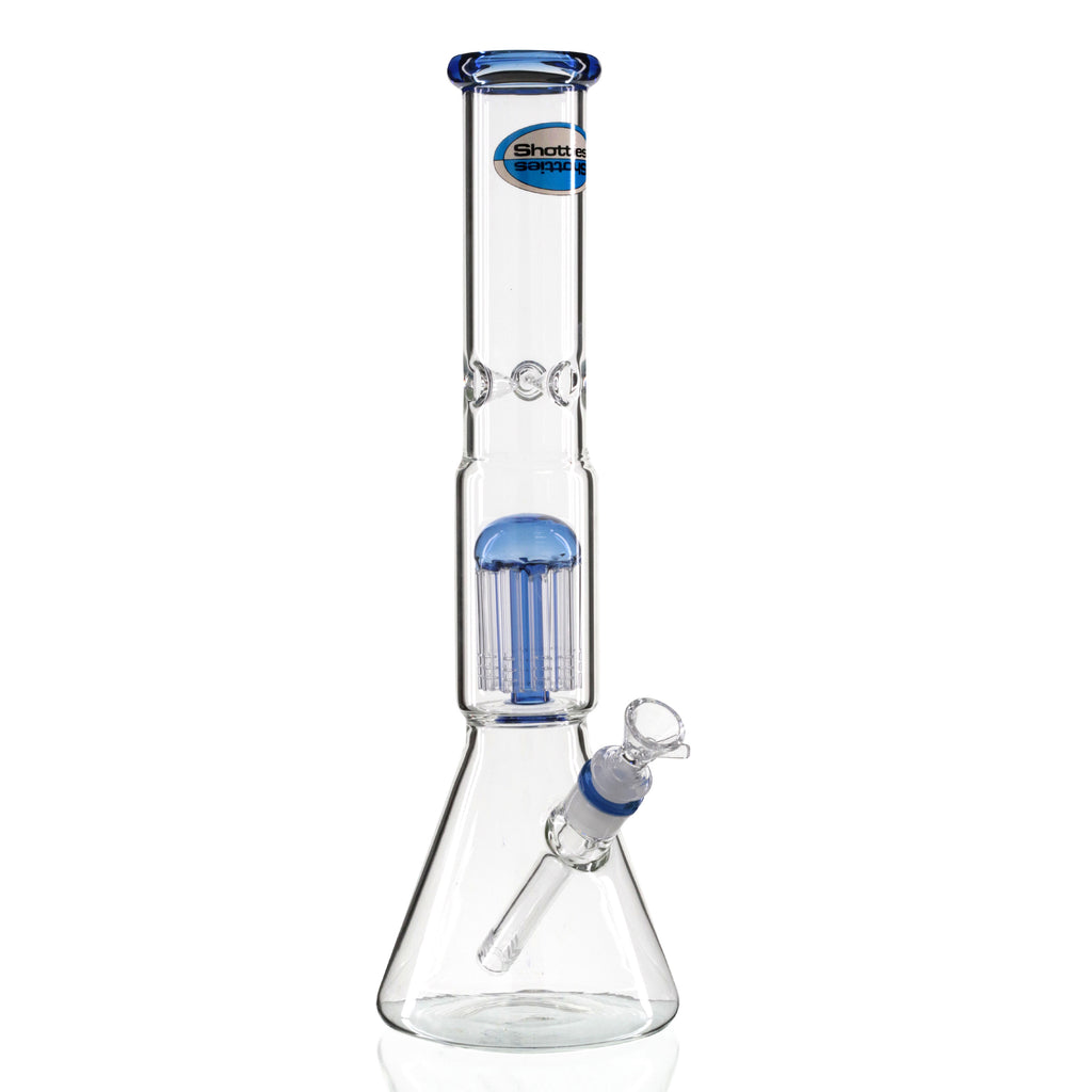 Shotties 40cm Glass Multi Arm Perc Beaker Bong - Clear/Blue front